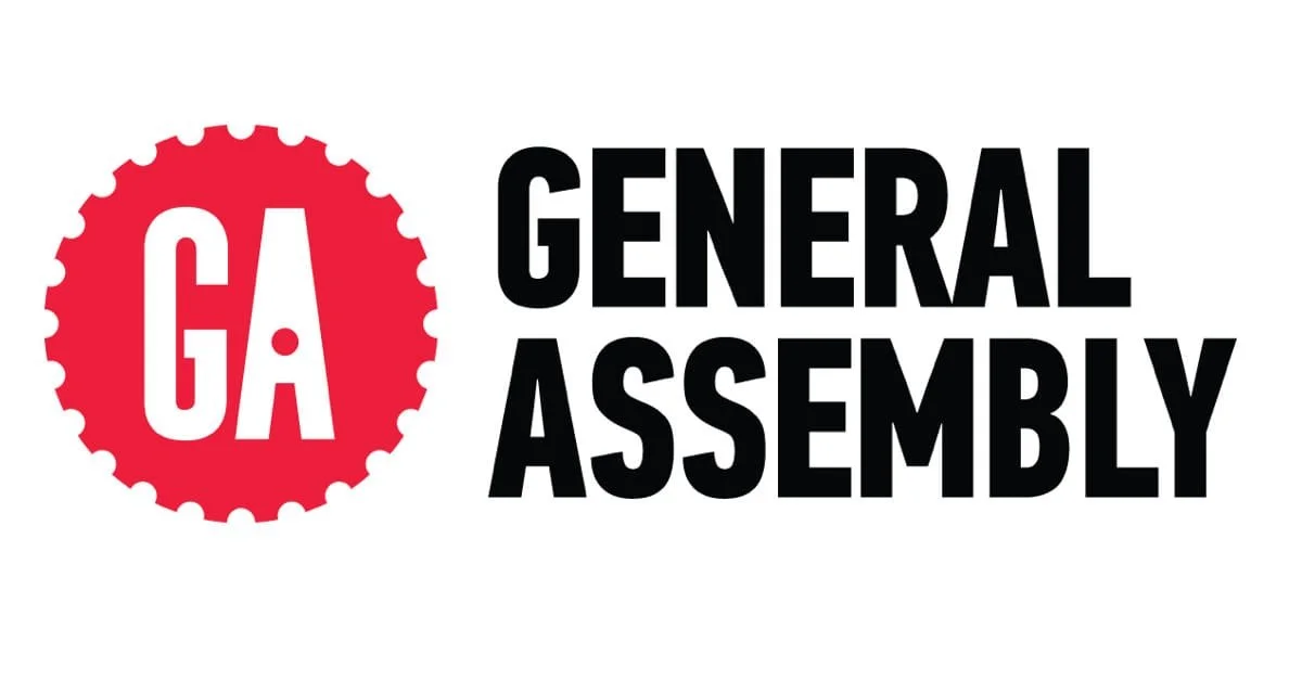 Logo of General Assembly with a red gear symbol containing the letters 'GA' and the company name in bold black letters.