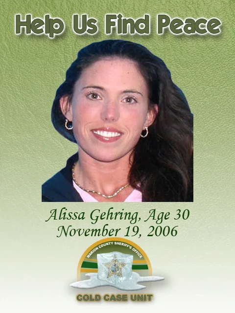 Aliisa Gehring was shot and killed at her home at 3614 SE 33rd Ave. Ocala, Fl. during an alleged Home Invasion Robbery by a black male suspect. She had just returned home from work at Club Zanzabar in the Pine Plaza. Her boyfriend, Josh Scarbrough, was also shot during the incident. If you have any information regarding this case, call (352) 369-6831. You may also remain anonymous by contacting CrimeStoppers at (352) 368-STOP.