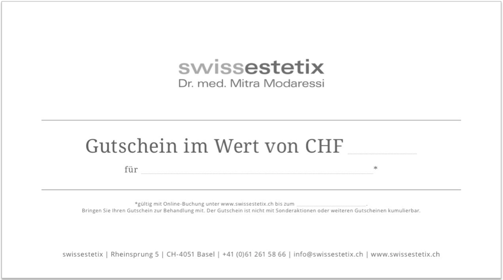 Gutscheine schenken | Dr. med. Mitra Modaressi | Rheinsprung 5 | CH-4051 Basel