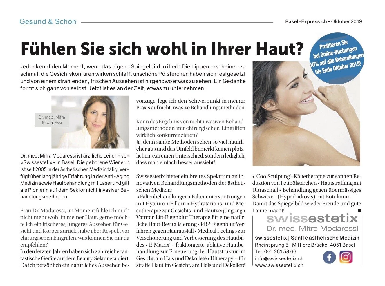 Basel Express im Gespräch mit Dr. med. Mitra Modaressi, die Expertin für ästhetische Gesichtsbehandlungen in Basel