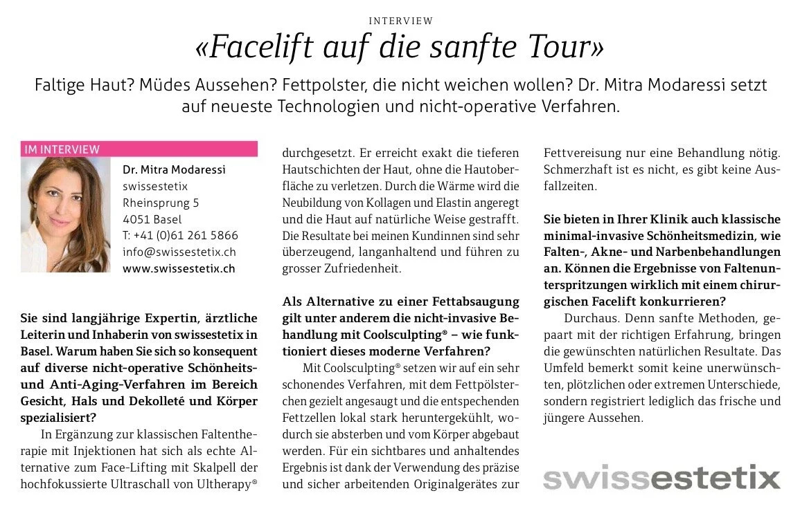 Annabelle (Oktober 2019) im Gespräch mit Dr. med. Mitra Modaressi, die Expertin für ästhetische Gesichtsbehandlungen in Basel
