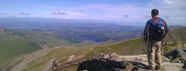 Man overlooking Snowdon