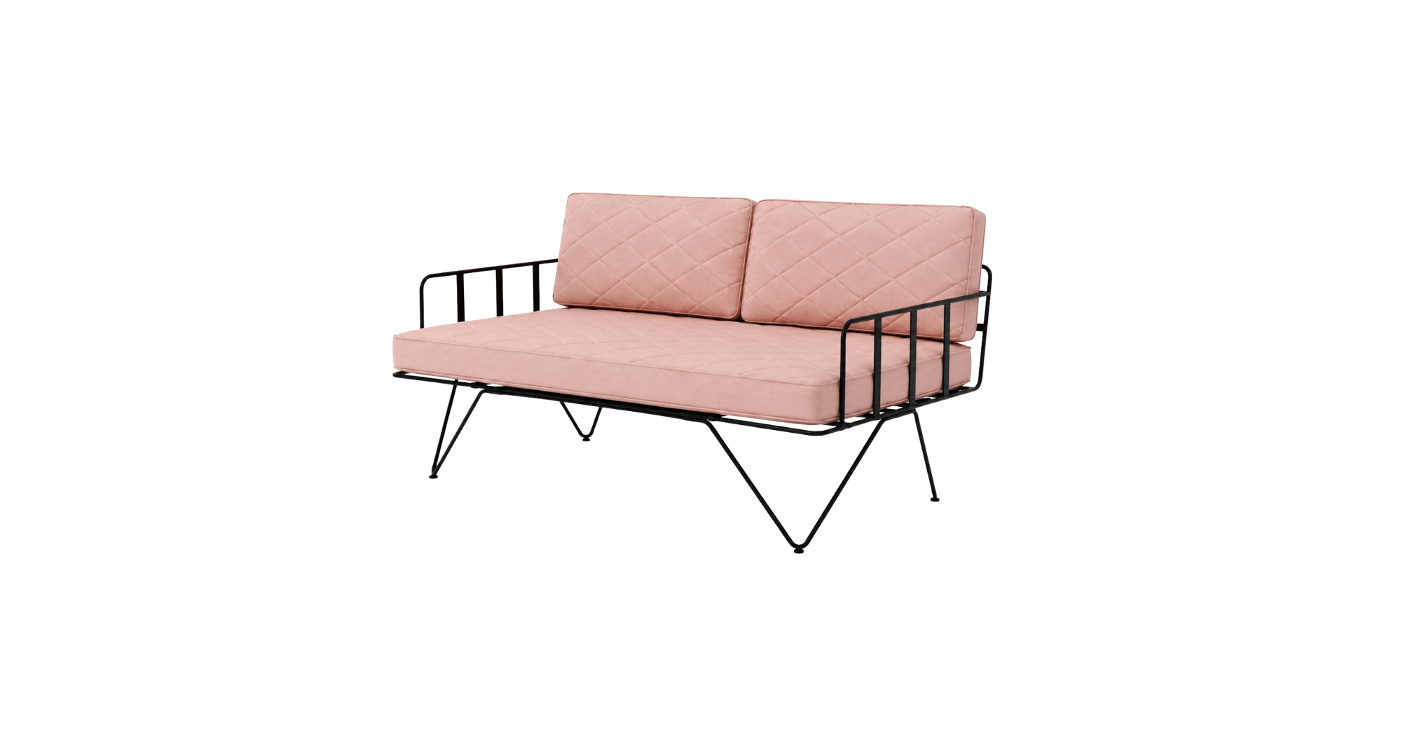 Black Loop 2 Seater - Coral Cushion