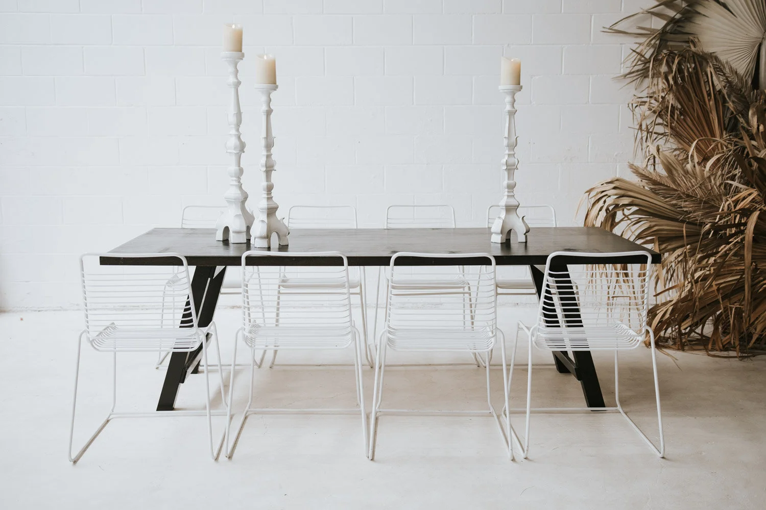 Banquet Table Dining Collection - Black &amp; White Wire 