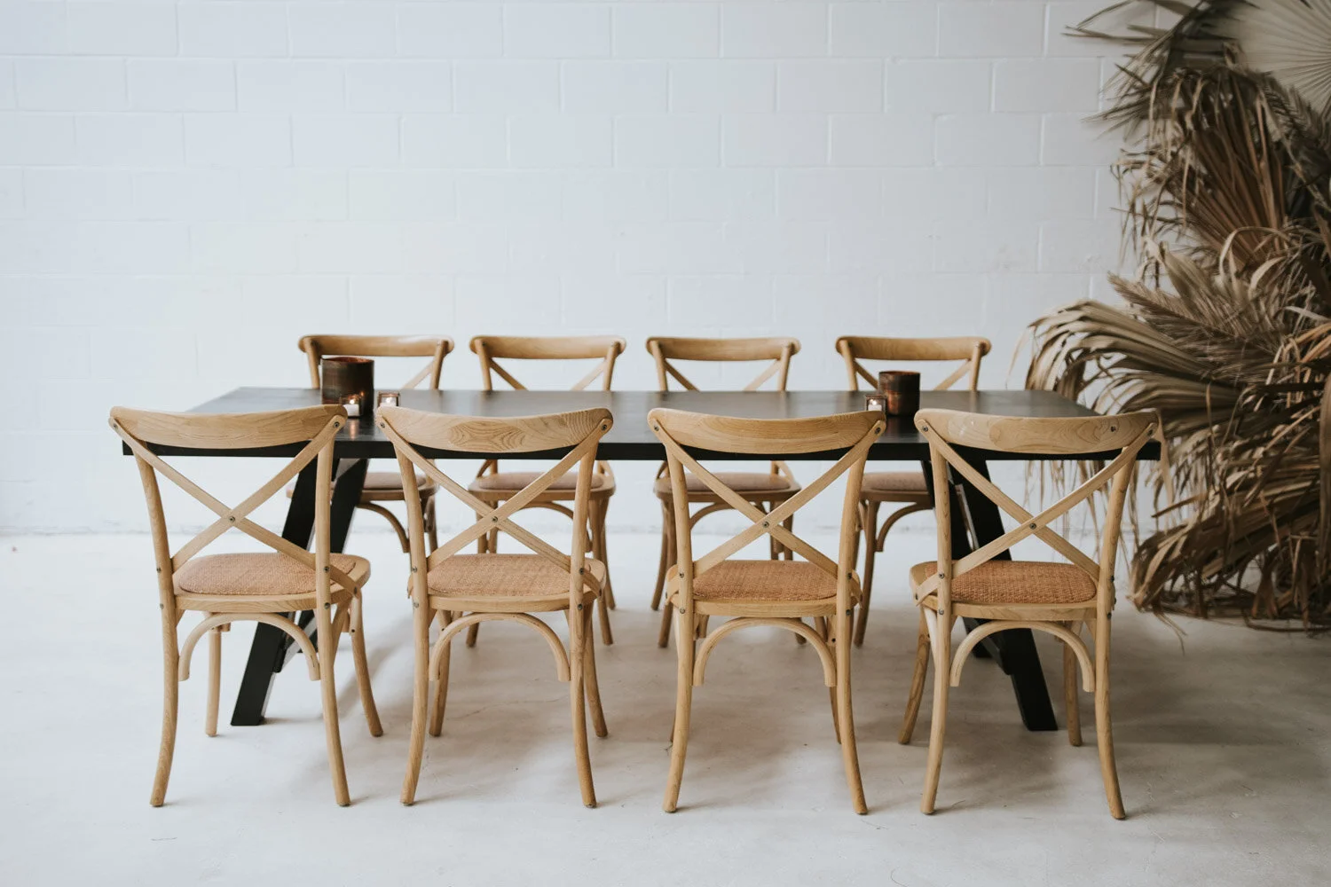 Banquet Table Dining Collection - Black &amp; Oak Crossback