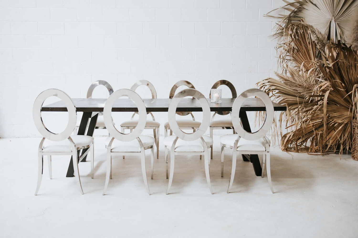 Banquet Table Dining Collection - Black &amp; Chrome Cosmo 