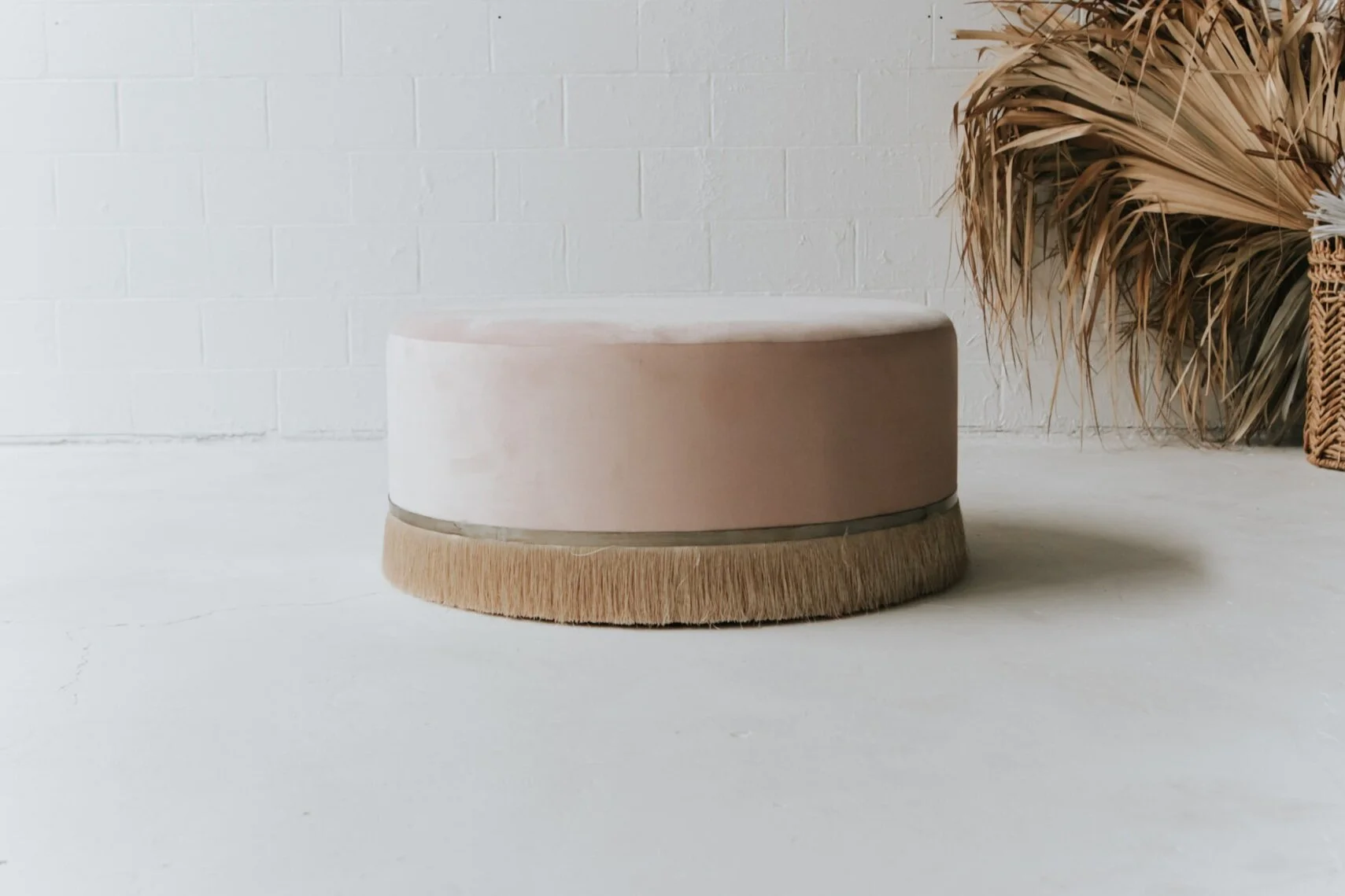 Velvet Ottoman Large - Blush
