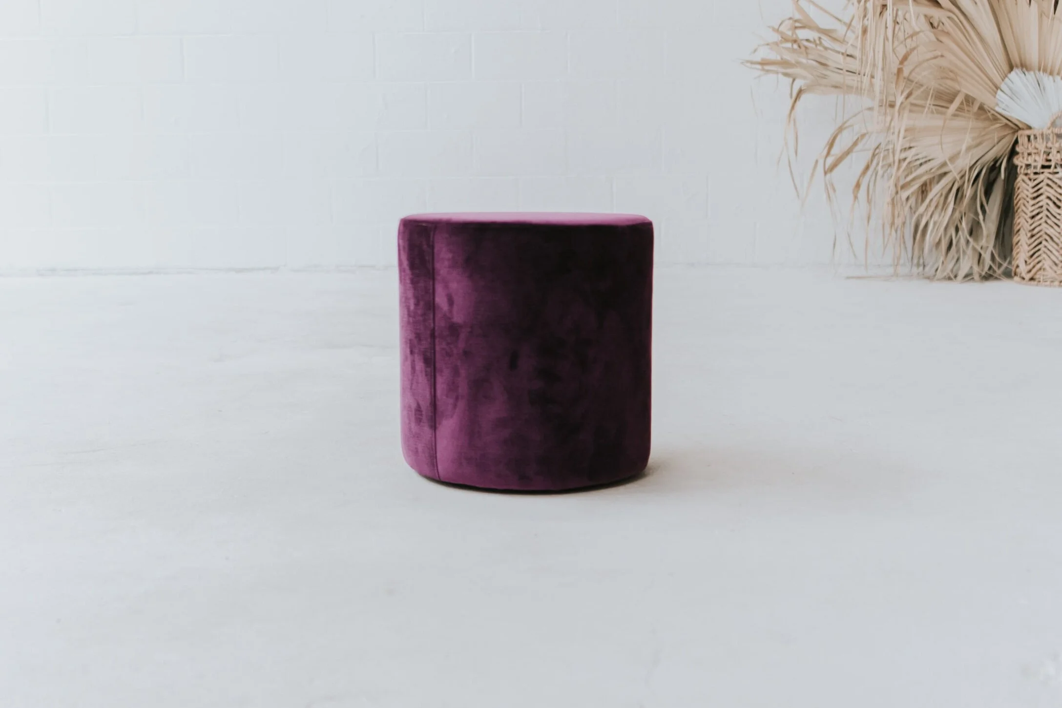 Velvet Ottoman - Mulberry