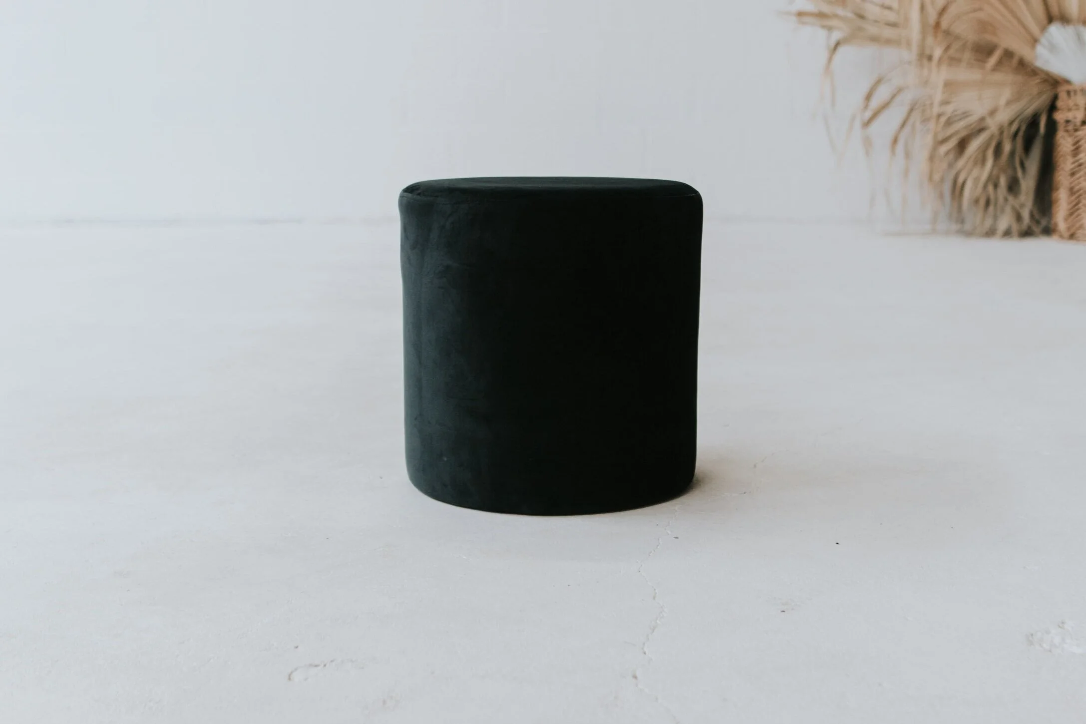 Velvet Ottoman - Black
