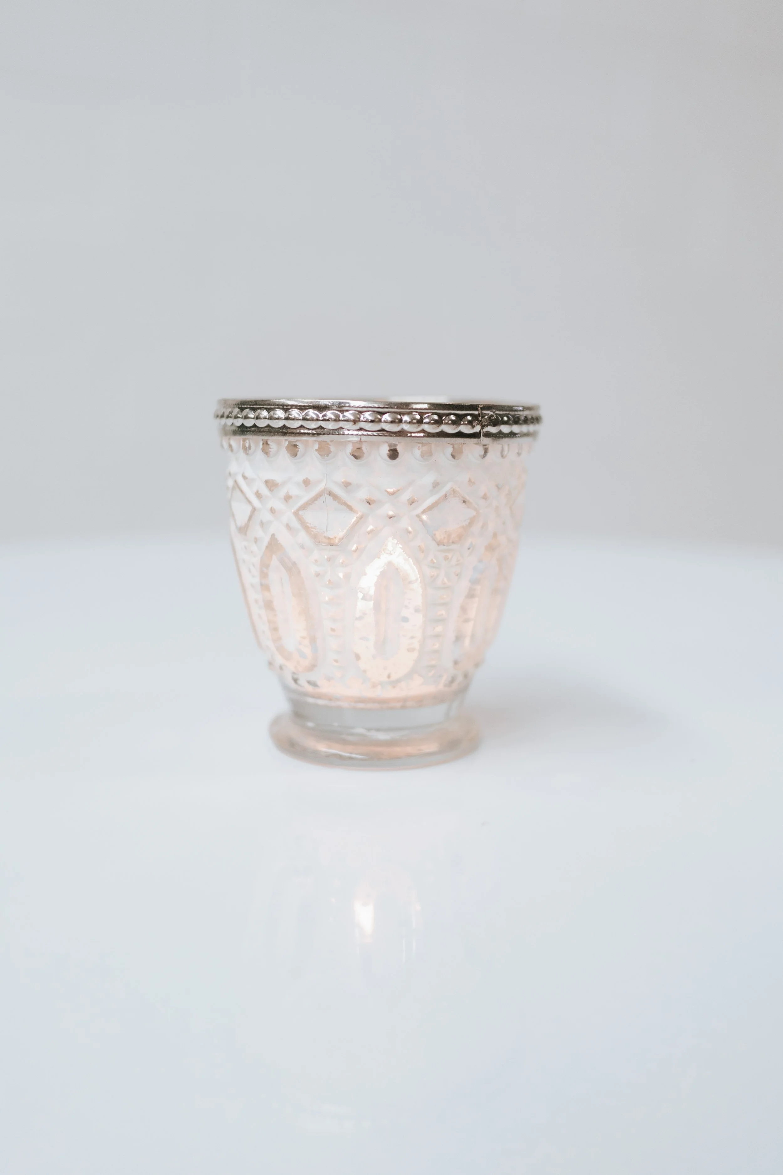 Silver & White Pattern Votive