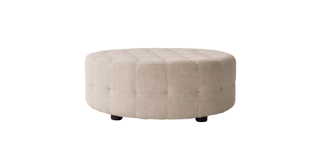 Large Linen Ottoman - Oatmeal