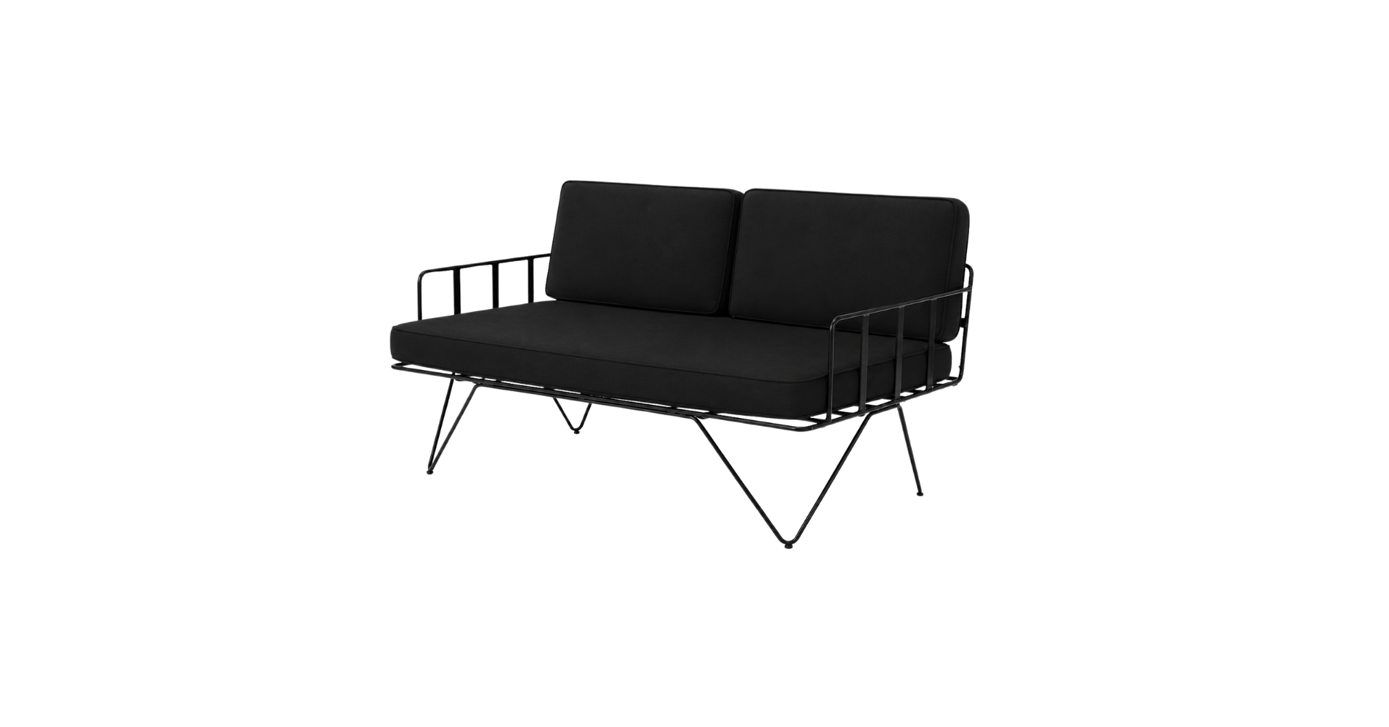 Black Loop 2 Seater - Black Cushion
