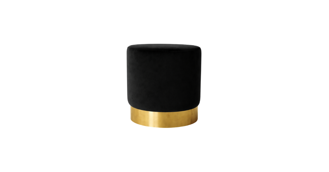 Milan Velvet Ottoman - Black