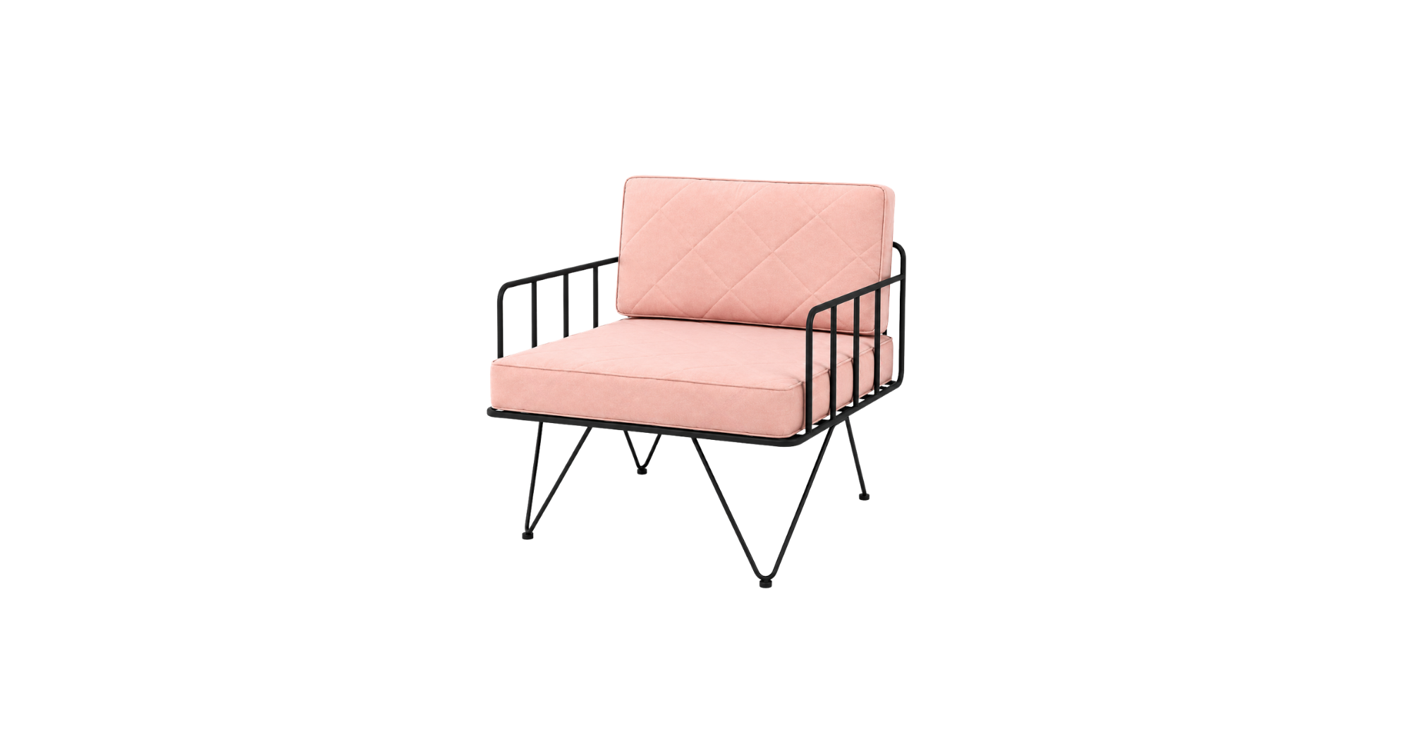 Black Loop Armchair - Coral Cushion