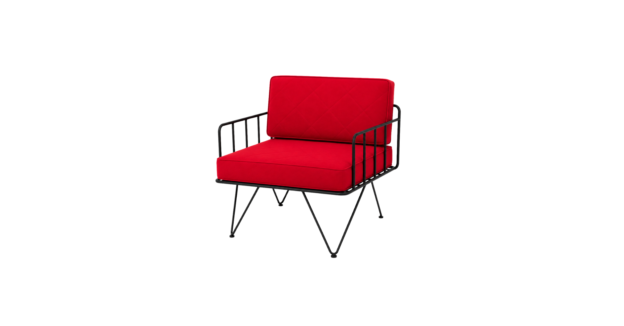 Black Loop Armchair - Red Cushion