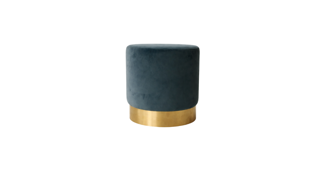 Milan Velvet Ottoman - Steel Blue