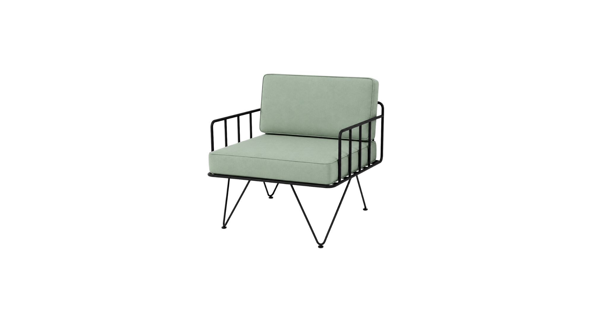 Black Loop Armchair- Olive Cushion