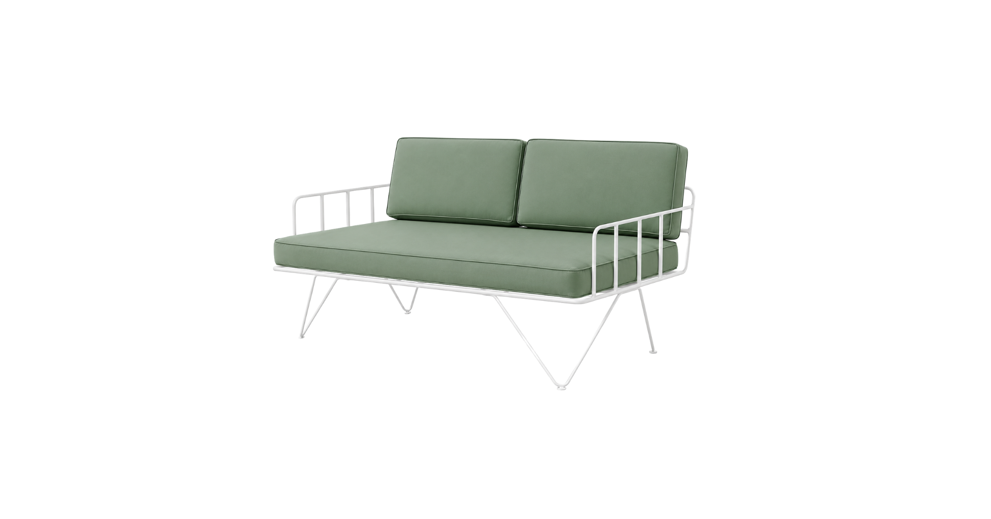 White Loop 2 Seater - Olive Cushion
