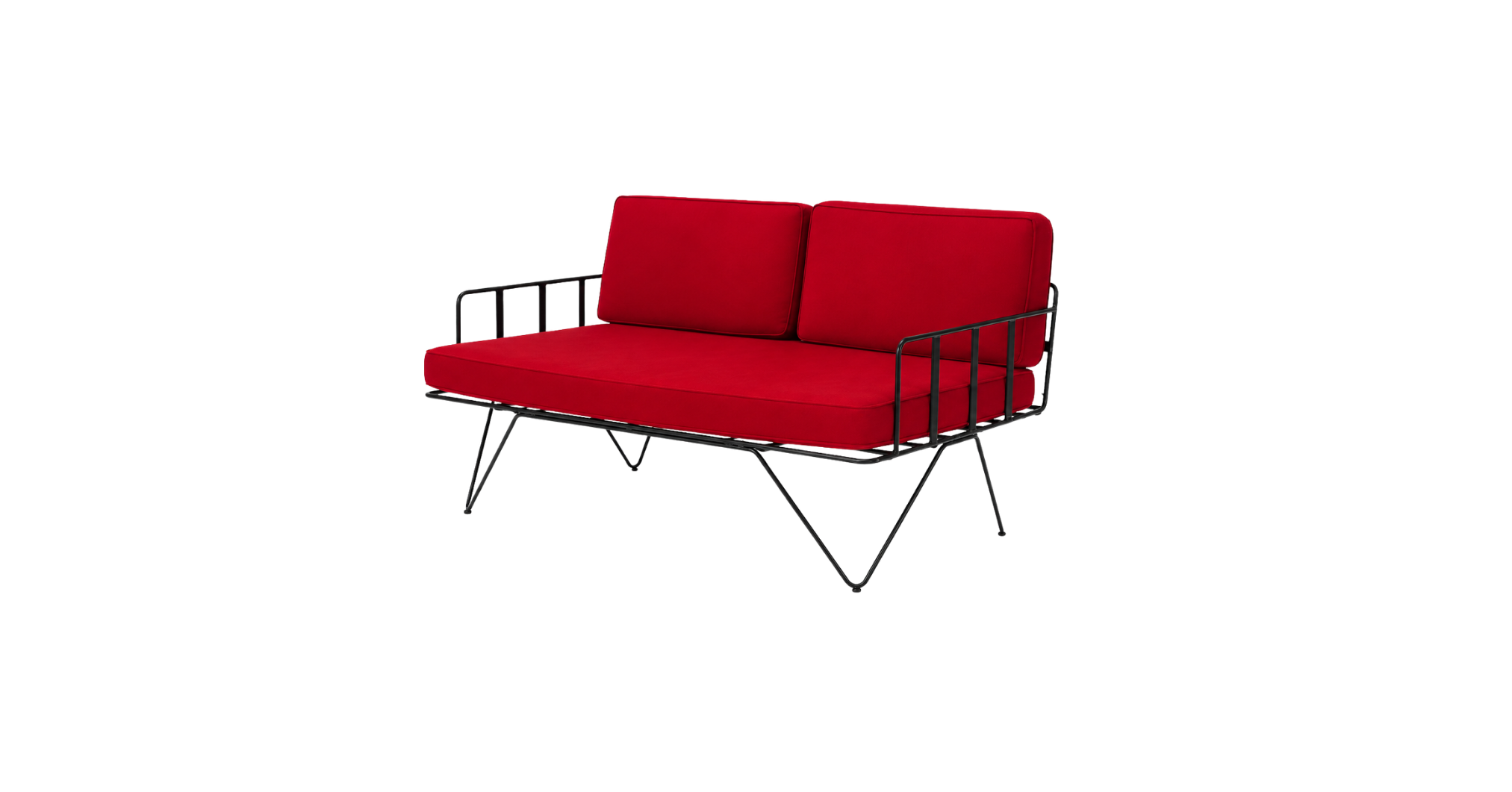 Black Loop 2 Seater - Red Cushion