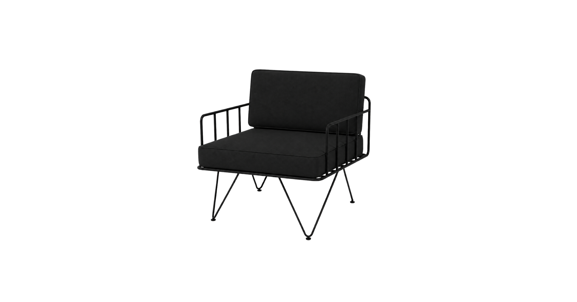 Black Loop Armchair - Black Cushion