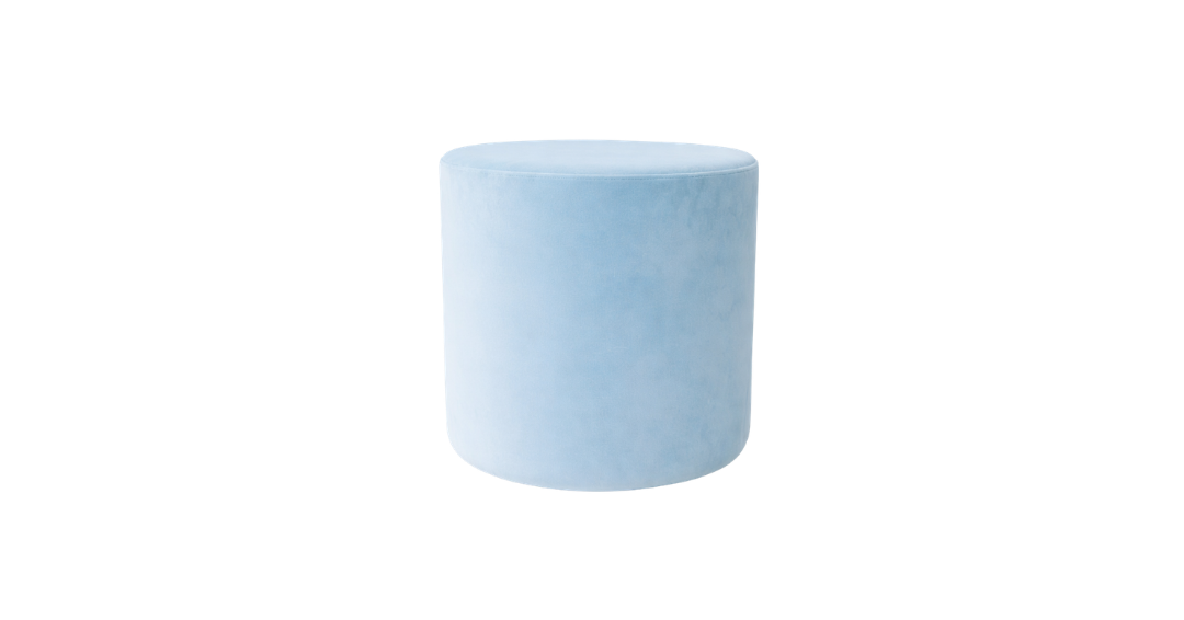Velvet Ottoman - Ice Blue