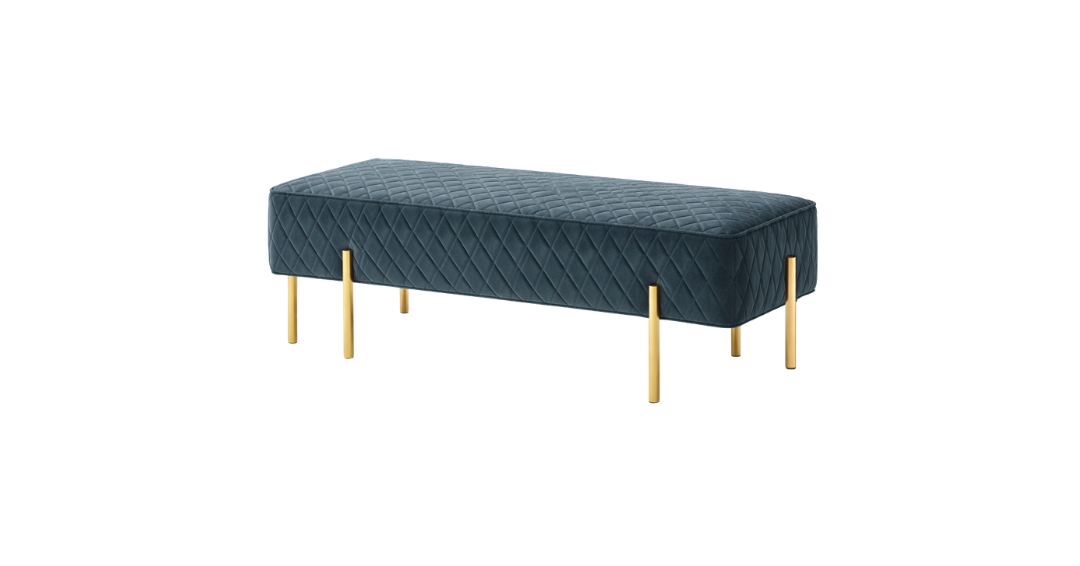 Coco Velvet Bench - Steel Blue