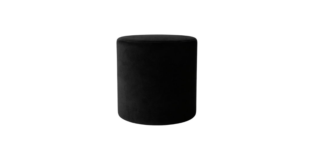 Velvet Ottoman - Black