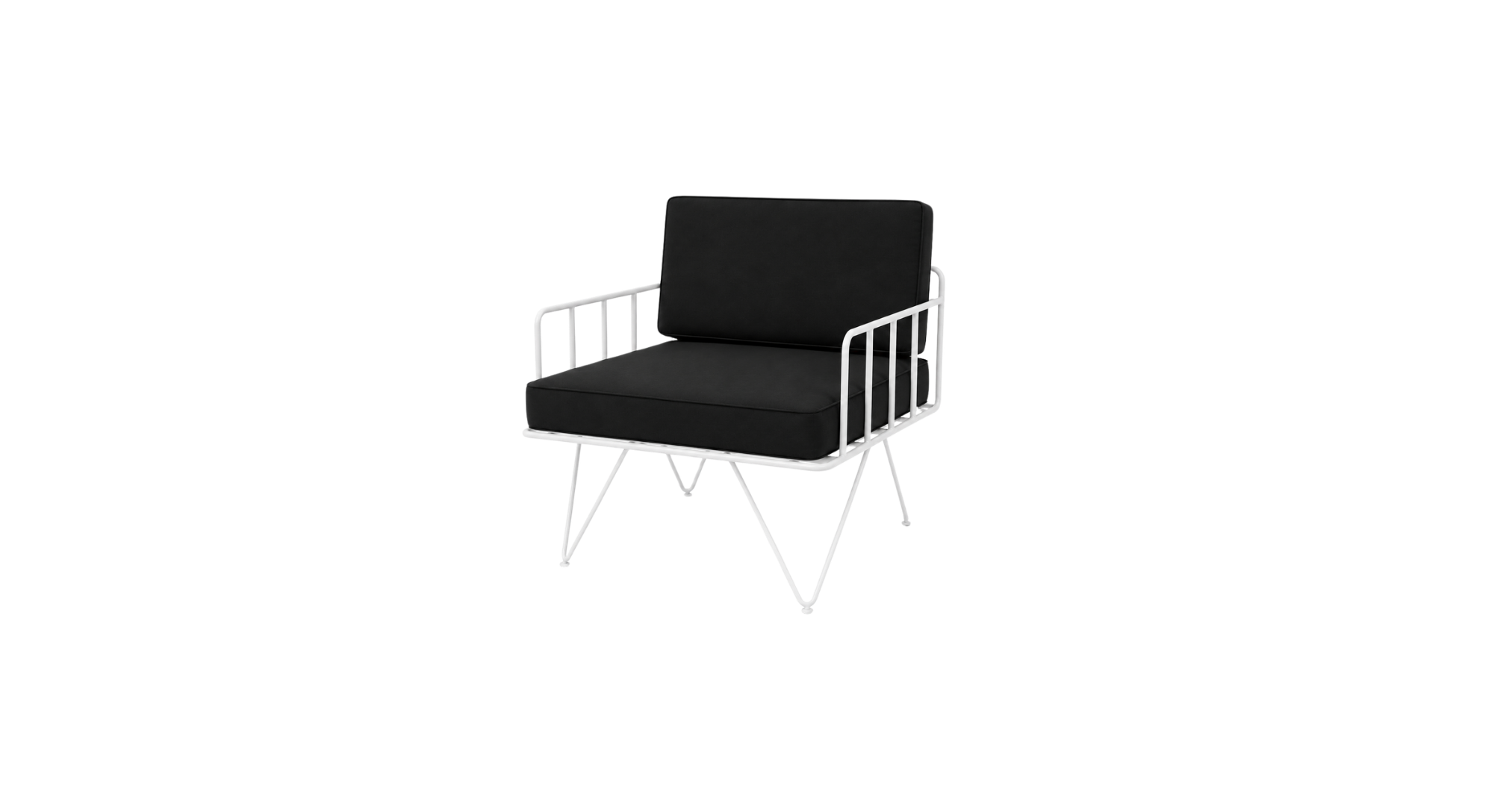 White Loop Armchair - Black Cushion