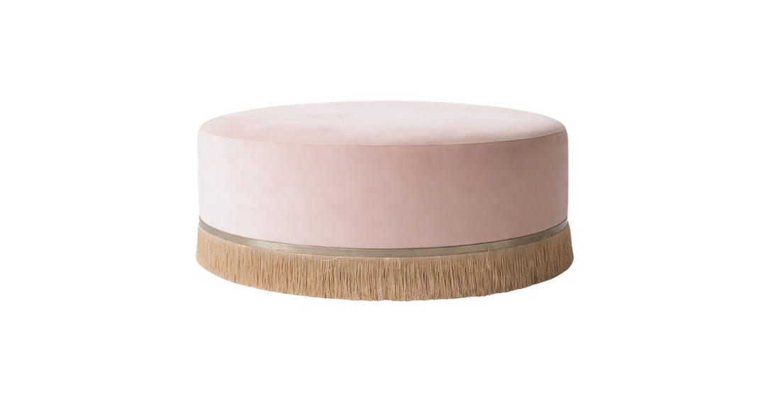 Large Velvet Ottoman - Blush