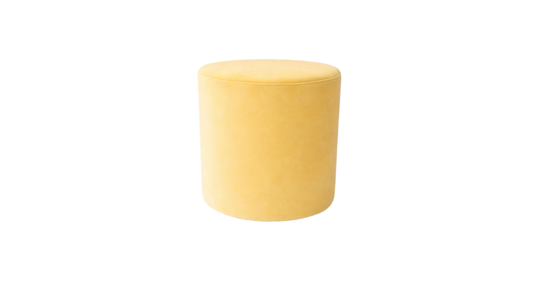 Velvet Ottoman - Yellow