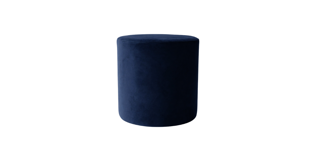 Velvet Ottoman - Navy