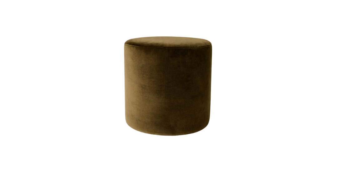 Velvet Ottoman - Olive