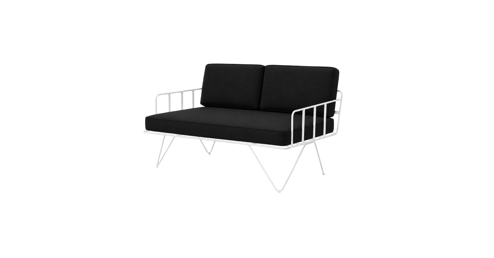 White Loop 2 Seater - Black Cushion