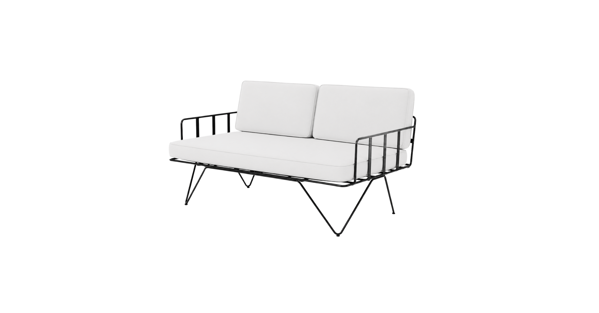 Black Loop 2 Seater - Dove White Cushion