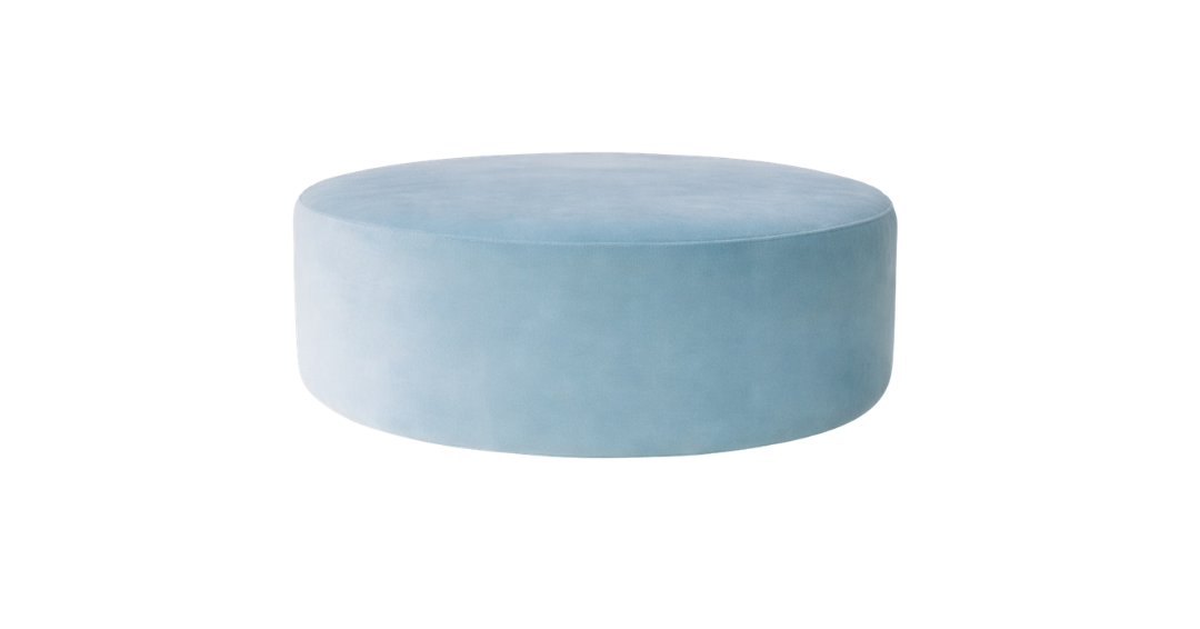 Large Velvet Ottoman - Ice Blue