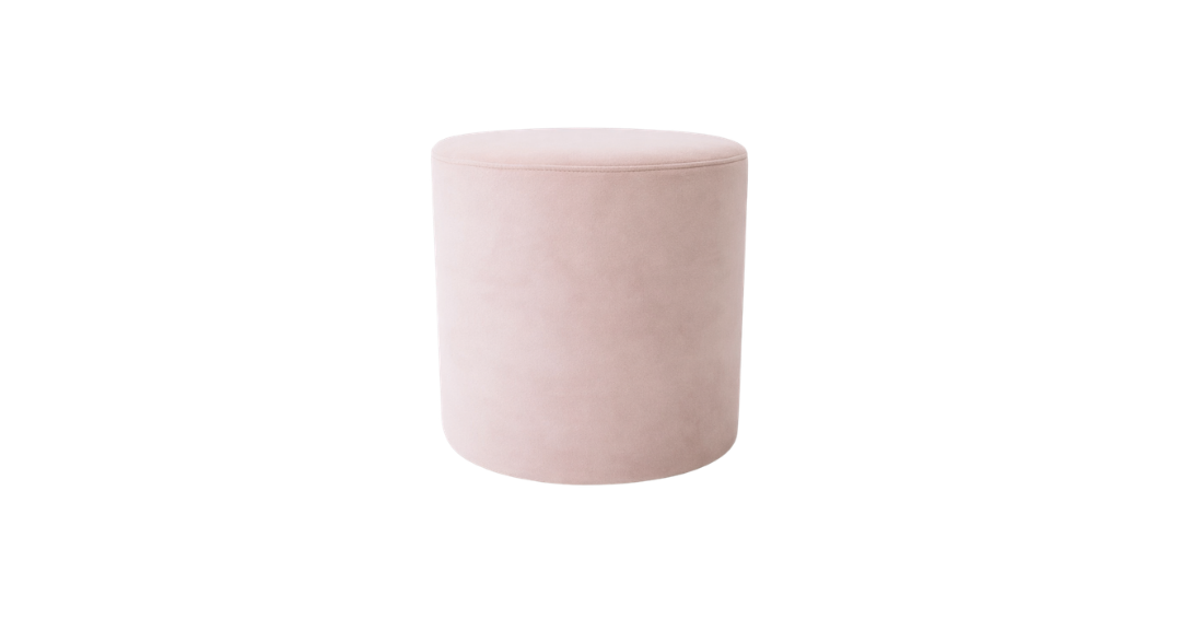 Velvet Ottoman - Blush