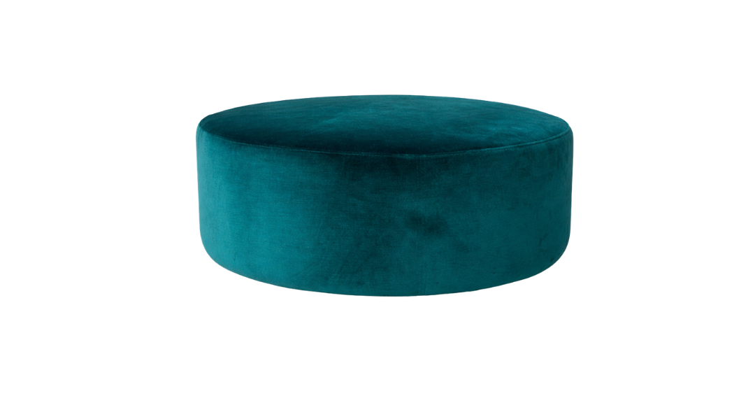 Large Velvet Ottoman - Peacock