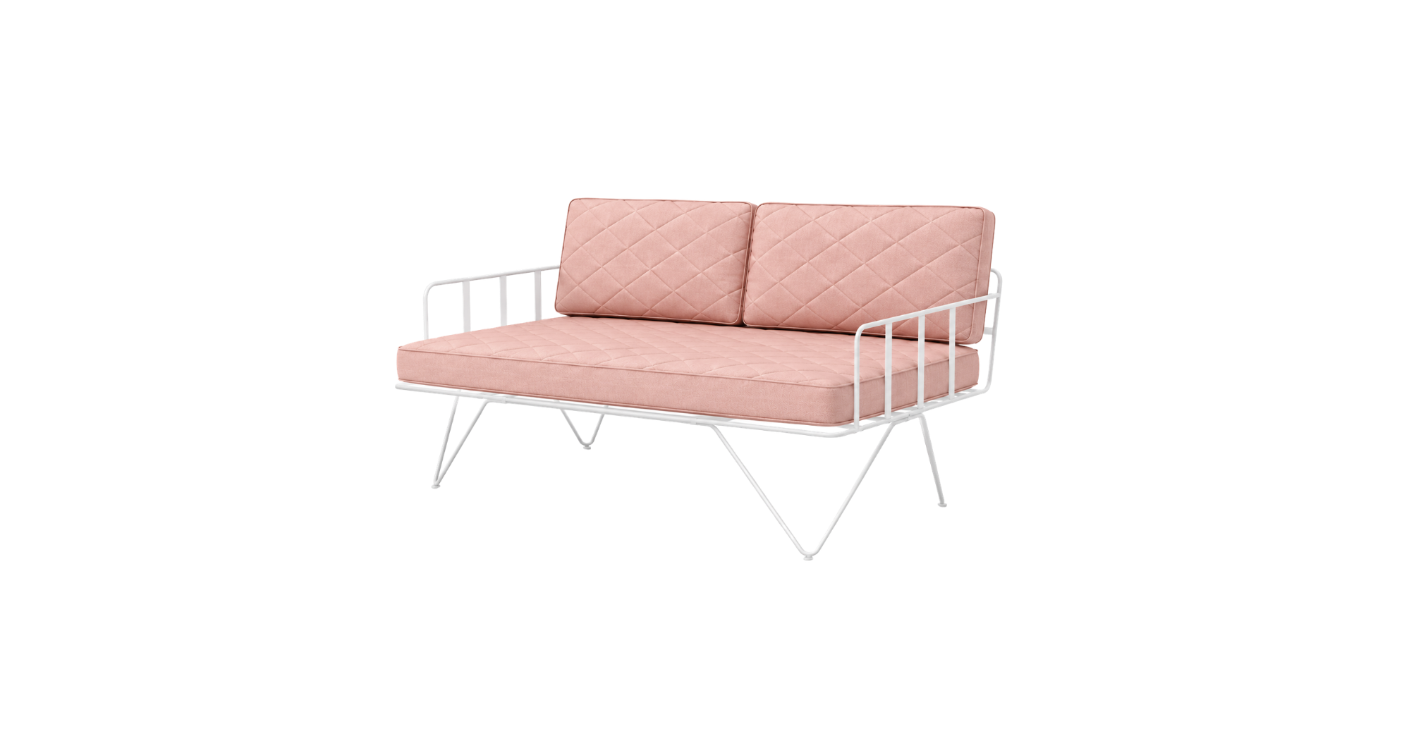 White Loop 2 Seater - Coral Cushion