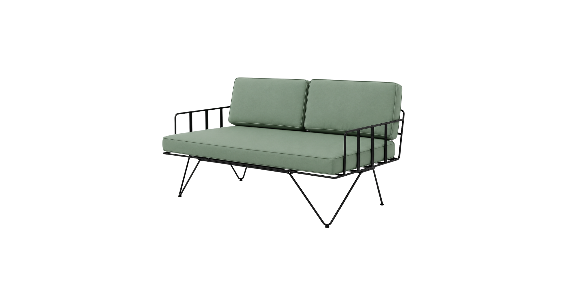 Black Loop 2 Seater - Olive Cushion