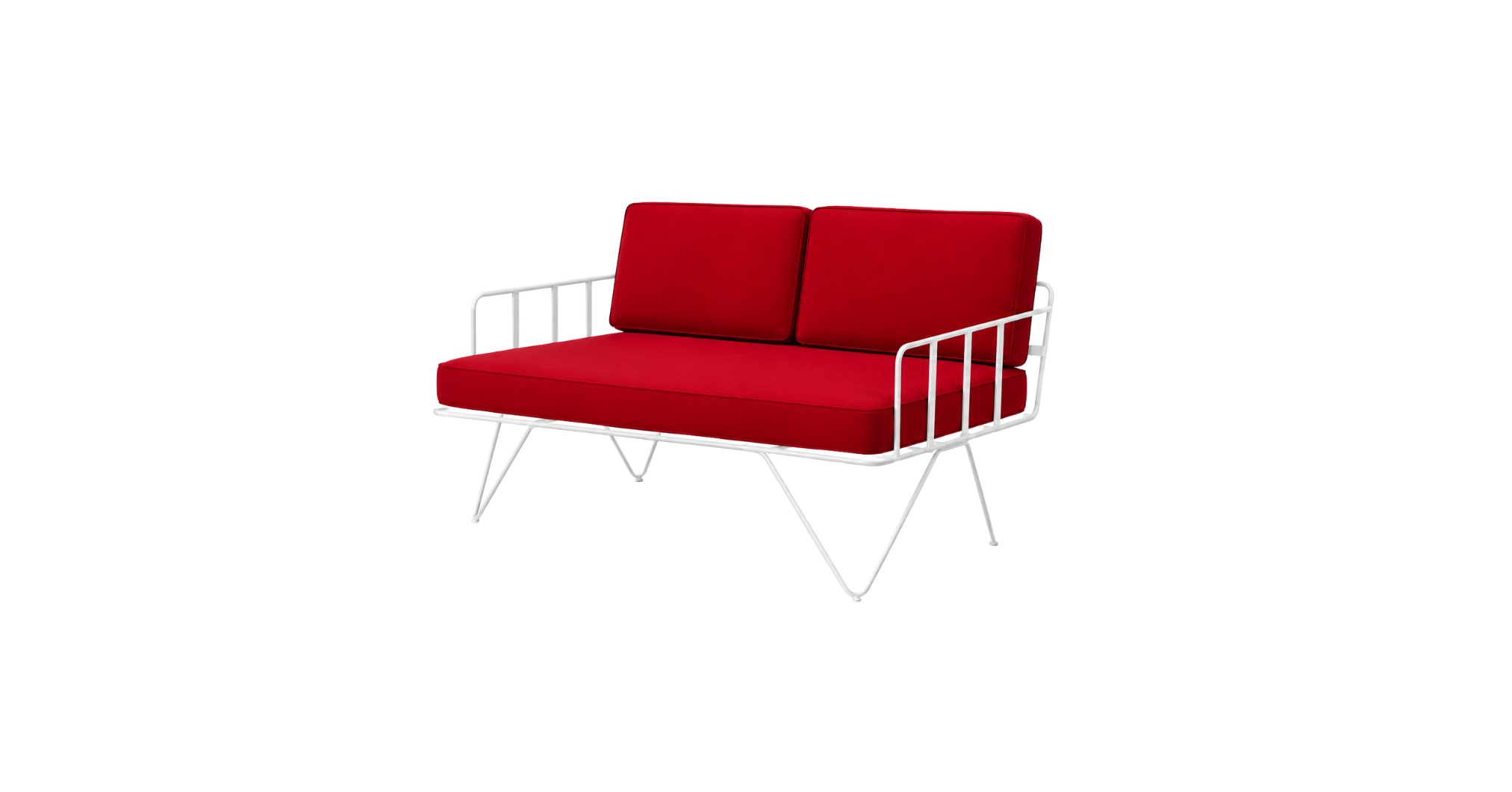 White Loop 2 Seater - Red Cushion