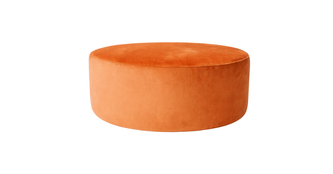 Large Velvet Ottoman - Tangerine