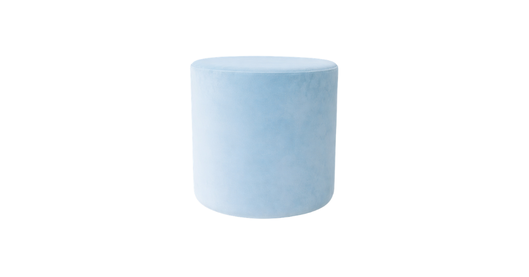 Velvet Ottoman - Ice Blue