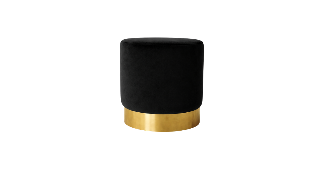 Milan Velvet Ottoman - Black