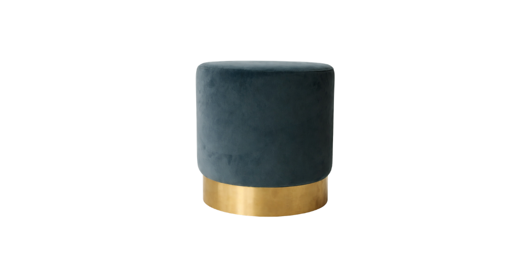 Milan Velvet Ottoman - Steel Blue