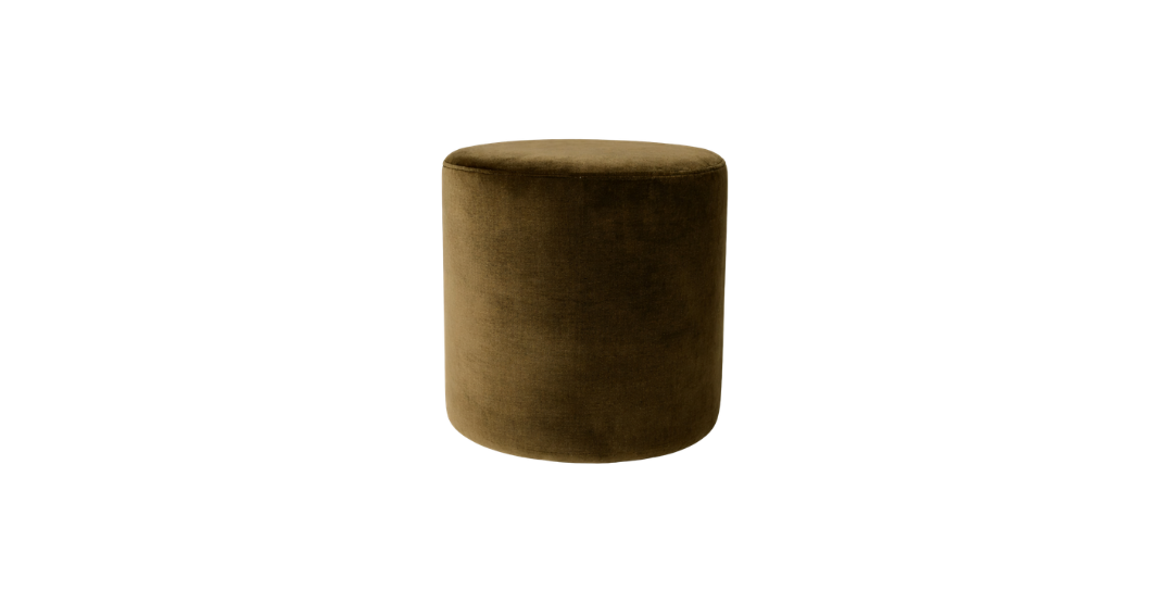 Velvet Ottoman - Olive
