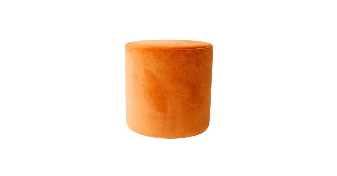 Velvet Ottoman - Tangerine