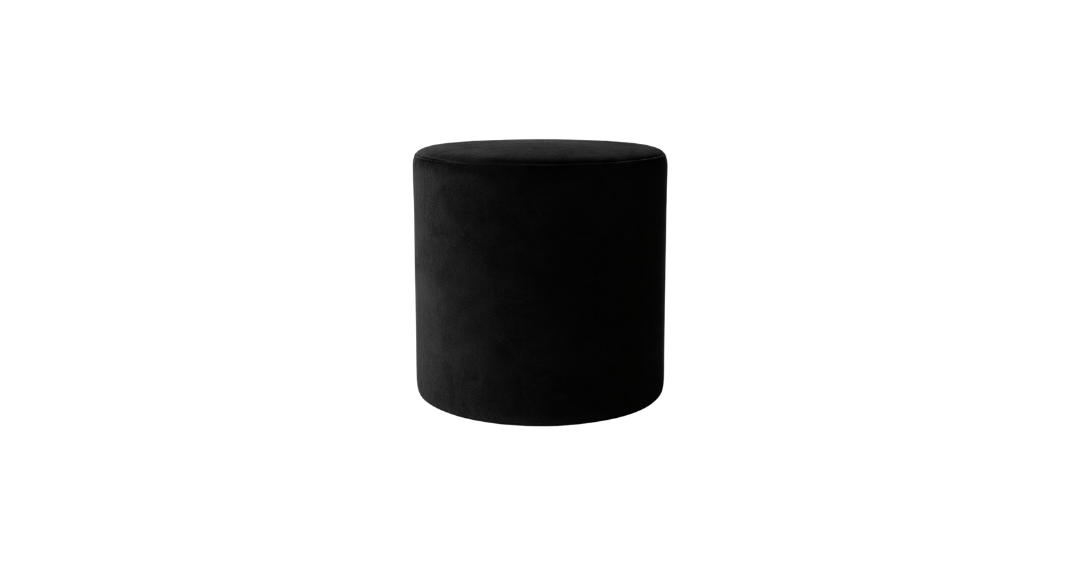 Velvet Ottoman - Black