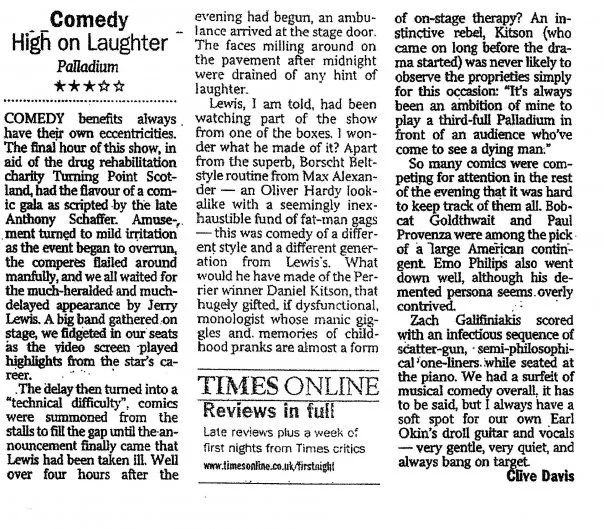 The London theatre critic was there that fateful night at the London Palladium. I think he captured the absurd drama. 