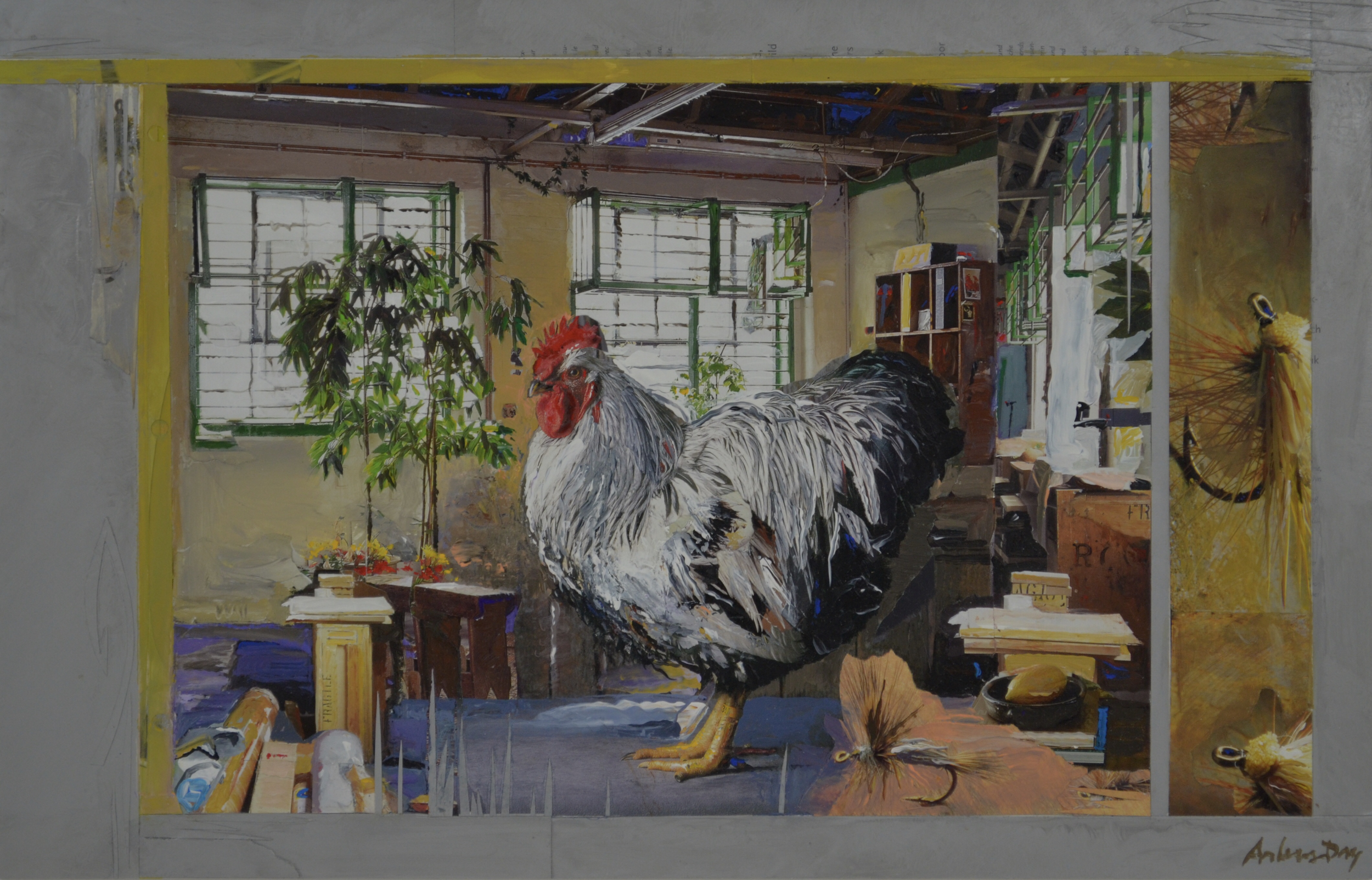 FLY FISHERMAN'S ROOSTER  12 7/8 x 20 1/16