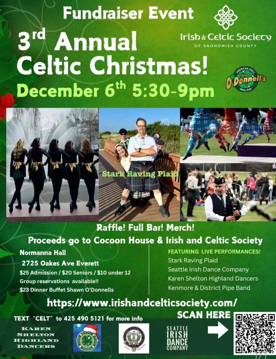 Join us for a fun evening with the Irish &amp; Celtic Society of Snohomish County🍀❄️ on December 6th! 🗓 Mark your calendars.